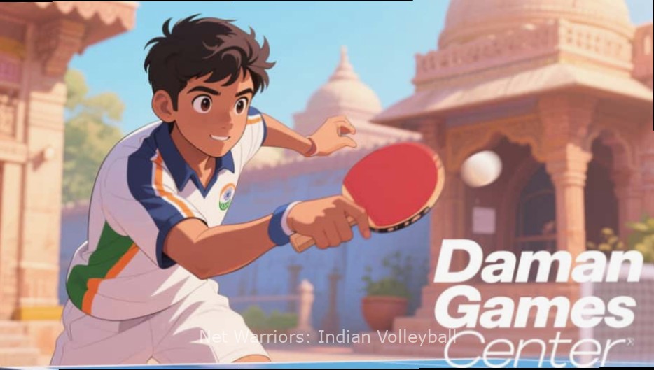 Net Warriors: Indian Volleyball Gameplay Net Warriors: Indian Volleyball gameplay showing Indian players in traditional attire
